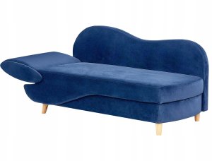 Szezlong welurowy z pojemnikiem lewostronny niebieski MERI II 5