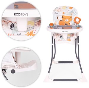 ModernHome Fotelik krzesełko do karmienia dzieci składane + zabawki ECOTOYS EDUKAMP 7