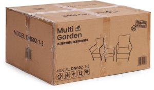 Zestaw mebli ogrodowych 2 fotele + stolik szkło hartowane czarny MultiGarden EDUKAMP 9
