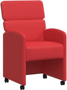 vidaXL Krzesła jadalne z kółkami 2 pcs Czerwony 58 x 65 x 98 cm 2