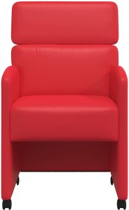 vidaXL Krzesła jadalne z kółkami 2 pcs Czerwony 58 x 65 x 98 cm 4