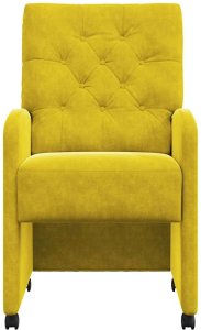 vidaXL Krzesła jadalne z kółkami 2 pcs Żółty 58 x 67 x 97 cm Aksamit 4