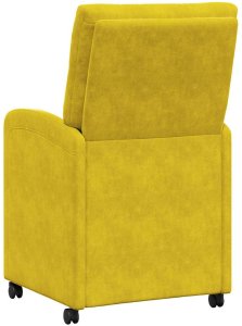 vidaXL Krzesła jadalne z kółkami 2 pcs Żółty 58 x 67 x 97 cm Aksamit 6