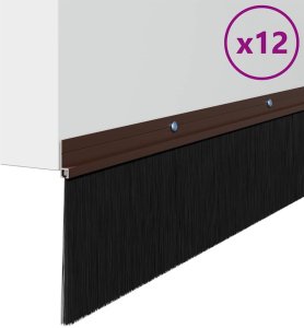vidaXL Uszczelki z szczotką do drzwi na zatrzask 12 pcs Brązowy 100 cm 3