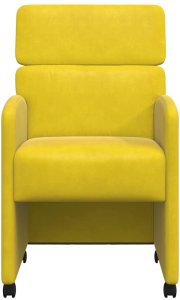 vidaXL Krzesła krzesła do jadalni na kółkach 2 pcs Żółty 58 x 65 x 98 cm Aksamit 4