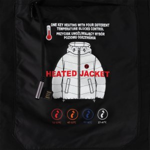 Pikowany męski bezrękawnik ochronny stójka ocieplany wodoodporne panele grzewcze 3 tryby powerbank USB A zamek błyskawiczny NOORVIK 2XL 3