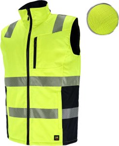 Męski bezrękawnik ochronny ocieplany tkanina rip-stop Oxford 300D powlekana poliuretanem podszewka poliestrowa żółto-granatowy LH-LASER M 3