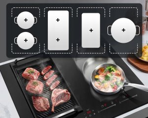 AMZCHEF Płyta indukcyjna 60 cm 4-strefowa 9 poziomów mocy Booster 7400 W 2