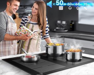 AMZCHEF Płyta indukcyjna 60 cm 4-strefowa 9 poziomów mocy Booster 7400 W 3