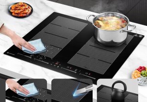 AMZCHEF Płyta indukcyjna 60 cm 4-strefowa 9 poziomów mocy Booster 7400 W 5