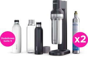 Saturator Brita sodaTRIO Czarny + Dodatkowa butla CO2 + Butelka izolowana 1l biała 2