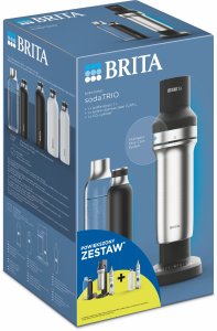 Saturator Brita sodaTRIO Czarny + Dodatkowa butla CO2 + Butelka izolowana 1l biała 10