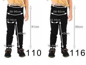 Ocieplane elastyczne Legginsy chłopięce Bawełniane Spodnie Czarne 140 13