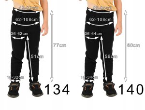 Ocieplane elastyczne Legginsy chłopięce Bawełniane Spodnie Czarne 140 15