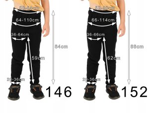 Ocieplane elastyczne Legginsy chłopięce Bawełniane Spodnie Czarne 140 16