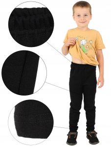 Ocieplane elastyczne Legginsy chłopięce Bawełniane Spodnie Czarne 140 6