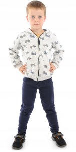 Ocieplane elastyczne Legginsy chłopięce Bawełniane Spodnie Granatowe 104 2