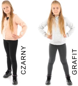 LAEMI ocieplane elastyczne legginsy dziecięce klasyczne getry polskie czarne 116 9