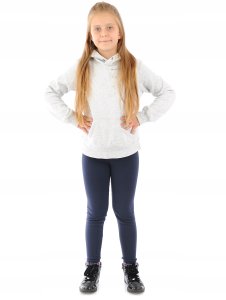 LAEMI Ciepłe elastyczne legginsy dziecięce produkt polski granatowe 146 3