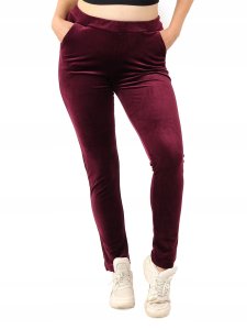 LAEMI Dresy damskie Spodnie dresowe Welurowe Bordowe M 2