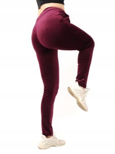 LAEMI Dresy damskie Spodnie dresowe Welurowe Bordowe M 4