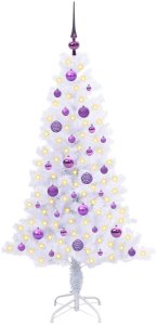 Lampki choinkowe vidaXL Sztuczna choinka z 150 diodami LED biała, 150 cm, PVC i stal 3