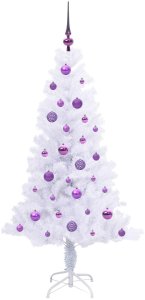 Lampki choinkowe vidaXL Sztuczna choinka z 150 diodami LED biała, 150 cm, PVC i stal 4