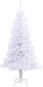 Lampki choinkowe vidaXL Sztuczna choinka z 150 diodami LED biała, 150 cm, PVC i stal 5