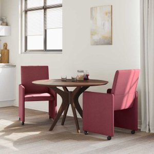 vidaXL Krzesła jadalne 2 pcs czerwone wino 57 x 66 x 94 cm tkanina 3