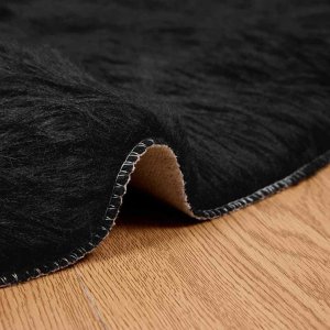 vidaXL Sztuczny dywan owczy czarny 200 x 200 cm 4