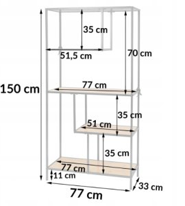 Vasagle Regał loftowy z półkami 150x77x33 czarny metal dąb industrialny salon 2