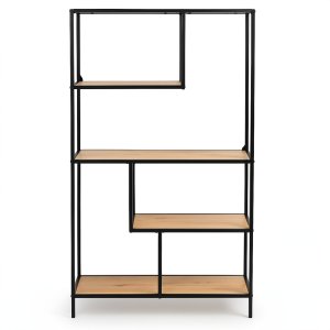 Vasagle Regał loftowy z półkami 150x77x33 czarny metal dąb industrialny salon 3