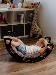 Bujak Montessori czarny M + zjeżdżalnia ze ścianką + poduszka beżowa 7