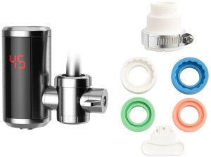 Bateria kuchenna Verk Elektryczny podgrzewacz wody led obrotowy kran 3000w z wyświetlaczem temp 7