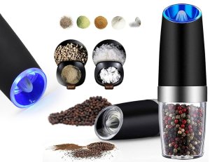 Młynek elektryczny do pieprzu soli grawitacyjny z podświetleniem regulacją 2