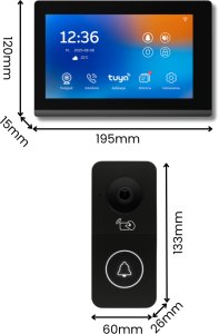 WIDEODOMOFON WIFI TUYA PRZEWODOWY VIDEO DOMOFON ZESTAW CZYTNIK RFID FURTKA 12