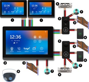 WIDEODOMOFON WIFI TUYA PRZEWODOWY VIDEO DOMOFON ZESTAW CZYTNIK RFID FURTKA 4