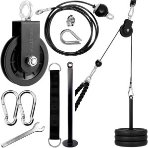 Wyciąg górny i dolny kompletny zestaw montażowy -kołowrotek, lina, karabińczyki, pasek, uchwyt na ciężar 2