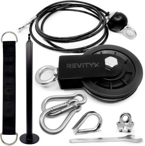 Wyciąg górny i dolny kompletny zestaw montażowy -kołowrotek, lina, karabińczyki, pasek, uchwyt na ciężar 3