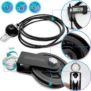 Wyciąg górny i dolny kompletny zestaw montażowy -kołowrotek, lina, karabińczyki, pasek, uchwyt na ciężar 5