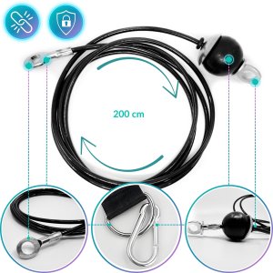 Wyciąg górny i dolny kompletny zestaw montażowy -kołowrotek, lina, karabińczyki, pasek, uchwyt na ciężar 10