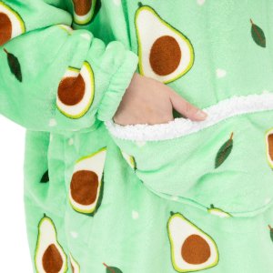 Kocobluza damska oversize koc bluza 2w1 z kapturem ciepła szlafrok futrzak zielony UNIWERSALNY 12