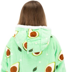 Kocobluza damska oversize koc bluza 2w1 z kapturem ciepła szlafrok futrzak zielony UNIWERSALNY 6