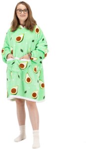 Kocobluza damska oversize koc bluza 2w1 z kapturem ciepła szlafrok futrzak zielony UNIWERSALNY 8