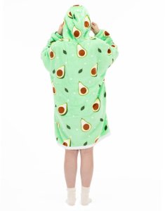 Kocobluza damska oversize koc bluza 2w1 z kapturem ciepła szlafrok futrzak zielony UNIWERSALNY 9