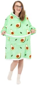 Kocobluza damska oversize koc bluza 2w1 z kapturem ciepła szlafrok futrzak zielony UNIWERSALNY 10