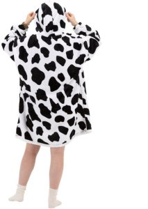 Kocobluza damska oversize koc bluza 2w1 z kapturem ciepła szlafrok futrzak czarno-biały UNIWERSALNY 10