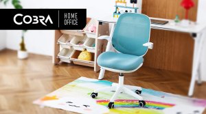 Krzesło biurowe Cobra King Junior Biało-niebieskie 12