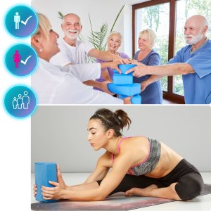 Klocek do jogi, EVA, 23x15x7.5 cm, 2 szt. i pasek do jogi, 3,8x200 cm - zestaw do rozciągania 11