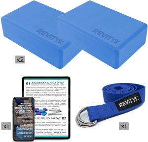 Klocek do jogi, EVA, 23x15x7.5 cm, 2 szt. i pasek do jogi, 3,8x200 cm - zestaw do rozciągania 14